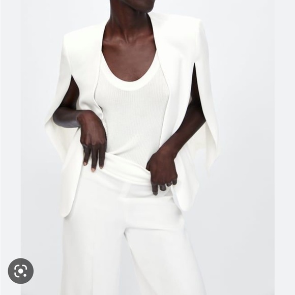 ZARA White Blazer Cape Jacket, XS - Picture 7 of 16
